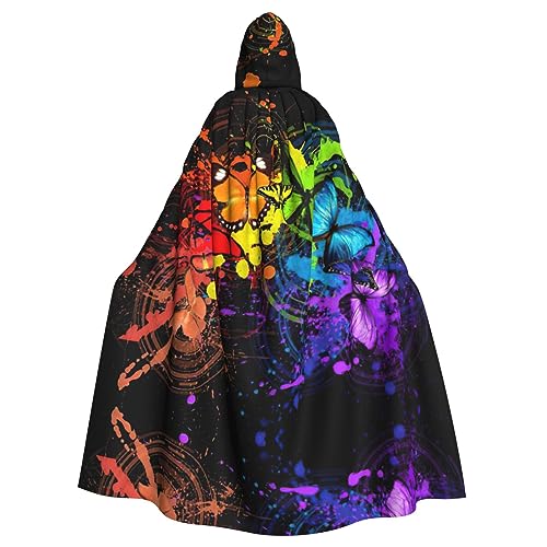 Cape à capuche graffiti papillon pour costume Renaissance