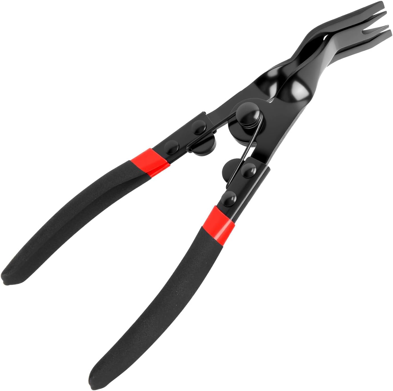 Car Panel Clip Pliers,2 in 1 Car Clip Pliers for Easy Disassembly of Push Pin/Plastic Clips,Upholstery Auto Fastener Clips Removal Plier with Spring Action/Flat Jaw