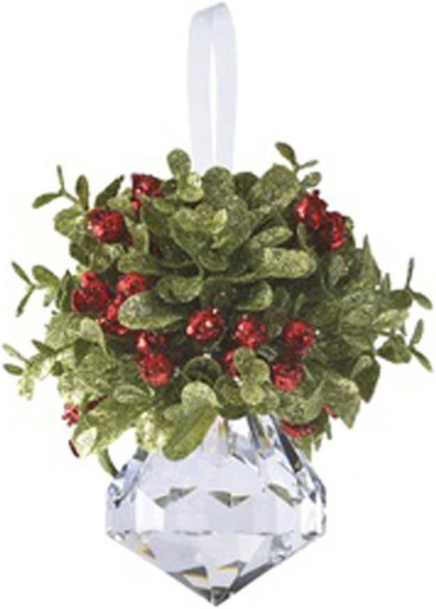 Kissing Krystal Acrylic Christmas Mistletoe Ornament with Hanger by Ganz
