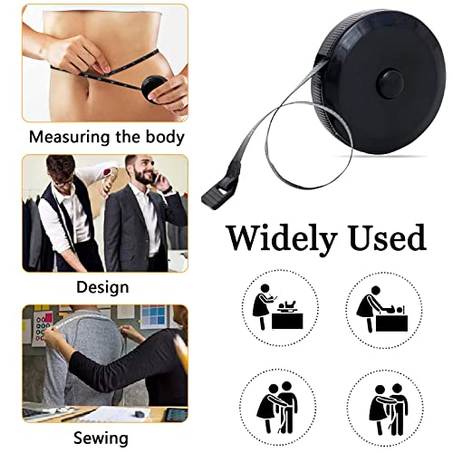 Tape Measure Body Measuring Tape 60 Inch Measuring Tape Retractable For Body Measurements Soft Sewing Fabric Measurement Small Tape Measure (Black) #TOP3
