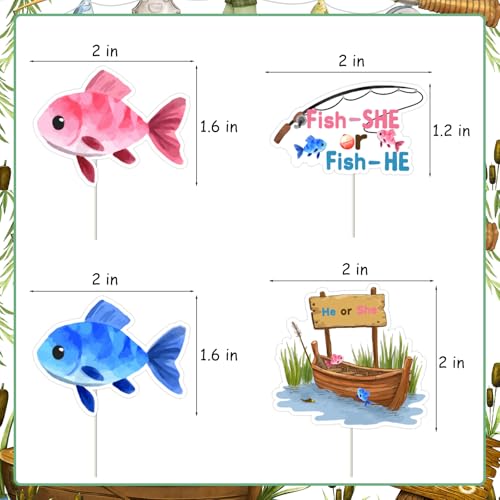 Decoración para cupcakes de 24 piezas temáticas de peces She or He 5