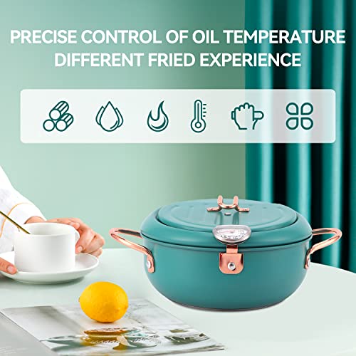 Fritteuse mit Öl mit Kaltzonen Technologie 2200ml Edelstahl Japanischen Stil Tempura Fritteusen mit Thermometer und Öl Abtropfgestell Klein Fryer für Pommes Frites, Fisch und Knuspriges Fleisch – Bild 4