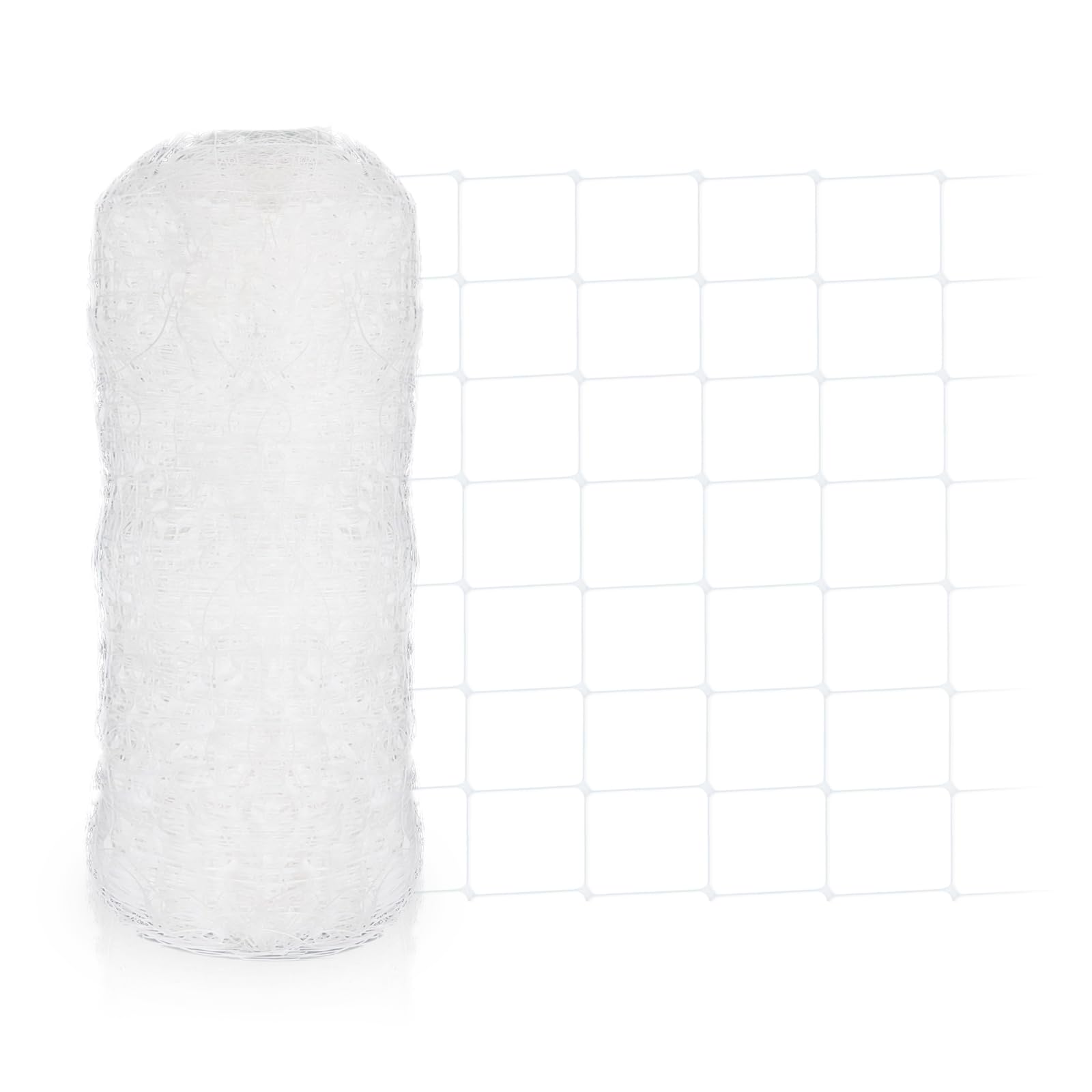 2m x 100m Rete da traliccio resistente bianca - Maglia quadrata da 15 cm - Rete di supporto per piante in polipropilene PP per piante rampicanti, verdure e fiori