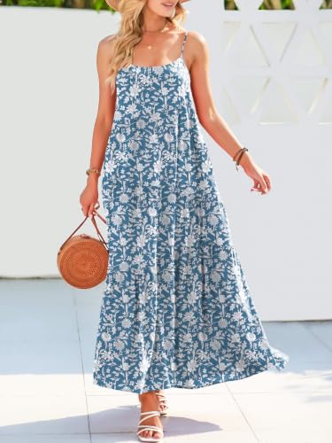 Image of ANRABESS Women Summer Casual Loose Sleeveless Sundress Spaghetti Strap Flowy Boho Linen Beach Vacation Maxi Long Dress