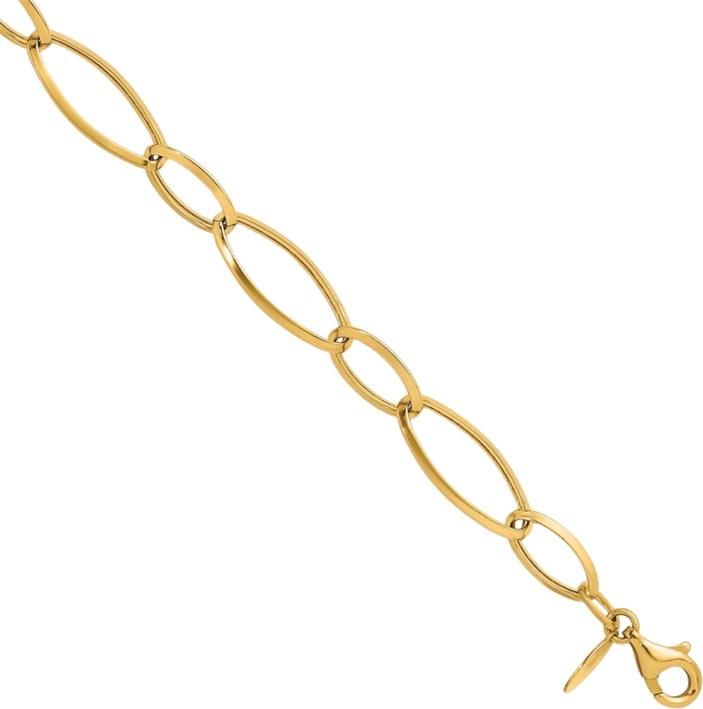IceCarats 14K Solid Yellow Gold 8.3mm Chunky Cable Chain Link Bracelet 7.5 inch Polished For Her