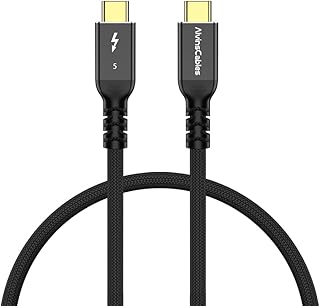Alvin's Cables [Intel認証] Thunderbolt 5 ケーブル 120Gbps帯域幅・240W PD充電・16K 高リフレッシュレート対応 - USB-C to USB-C, Thunderbolt 4/3 & USB4 互換, MacBook/Windows/ドック/eGPU用 30cm
