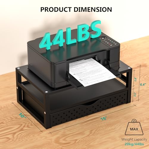 Image of WALI Monitor Stand Riser with Drawer, Desk Organizers and Accessories for Computer, Printer, Laptop Stand for Home Office Supplies, (PTT005-B), 1 Pack, Black