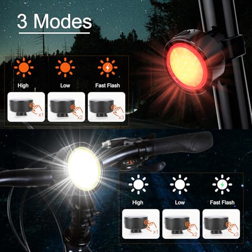 AXFEE Luces Bicicleta Delantera y Trasera, Luce Bici Impermeables IPX6, Luces Bicicleta USB Recargable, 24 Luce LED, para Ciclismo de Carretera/Montaña y Conducción Nocturna. - imagen 2