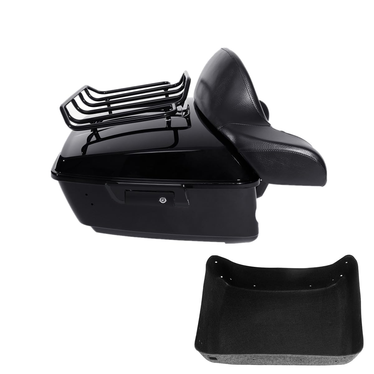 Tcmt13 King Motorcycle Trunk Box Black Latches Backrest Top