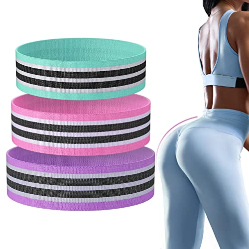 OMBAR Sport Bande Élastique Fitness en Tissu 3 Niveaux de Résistance Pilates Yoga, Perte de Poids pour Fessiers Taille Jambes Hanches Sac de Rangement Équipement Gym Entraînement à la Maison (Vert) Cover