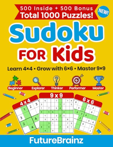 Sudoku for Kids: Perfect for Beginners Ages 6–12 | Easy & Fun 4×4, 6×6, and 9×9 Puzzles | 5 Learning Levels image 2