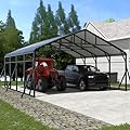 Xilingol Metal Carport, Heavy Duty Carport Canopy with Galvanized Steel Frame and Roof, Outdoor Storage Shed, Car Tent Garage Shelter for Pickup, Truck, Boat and Tractor (20x20 FT Black)