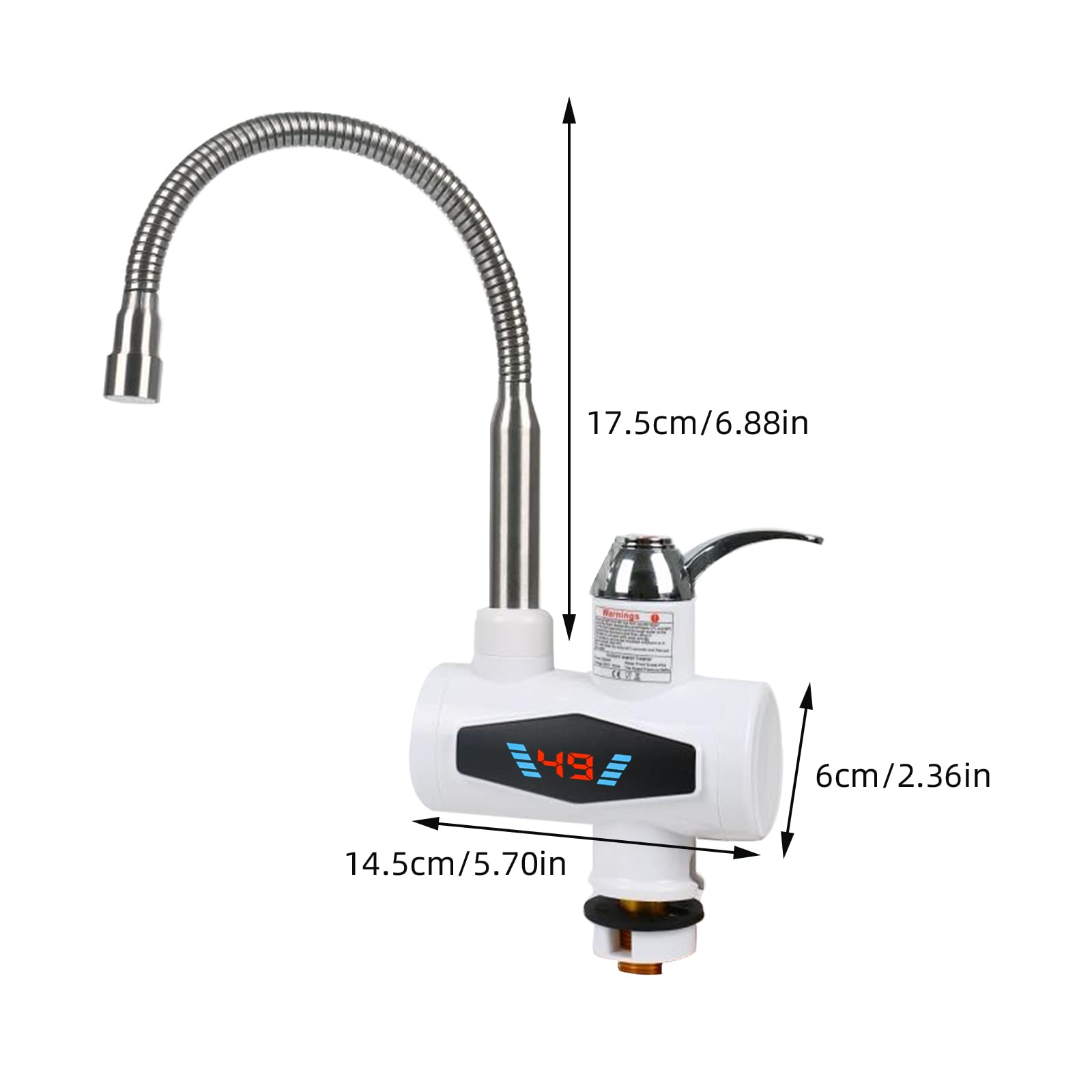 Scaldabagno Elettrico Rapido Da Rubinetto 3000W Con Display LED – Acqua Calda Istantanea In Cucina E Bagno