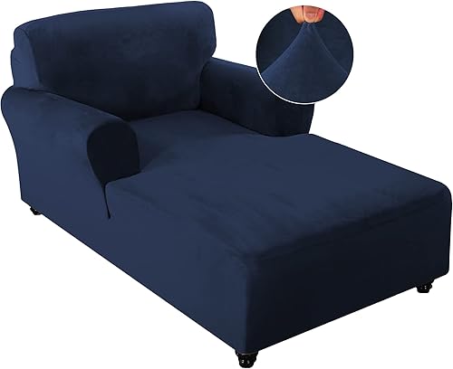 Miniatura 16 de FantasDecor Fundas de terciopelo de lujo para sala de estar, funda elástica para tumbona, ultra suave, lavable a máquina, color negro