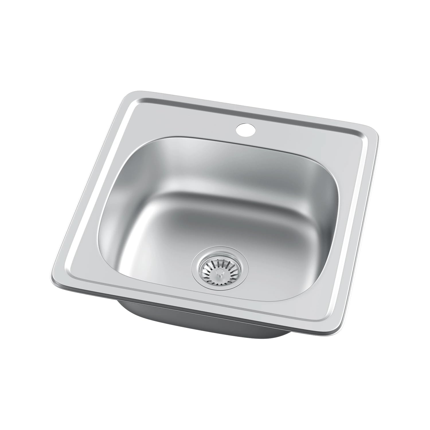 Fregadero de acero inoxidable, 1 lavabo, incluye sifón y orificio para grifo (48 * 48cm)