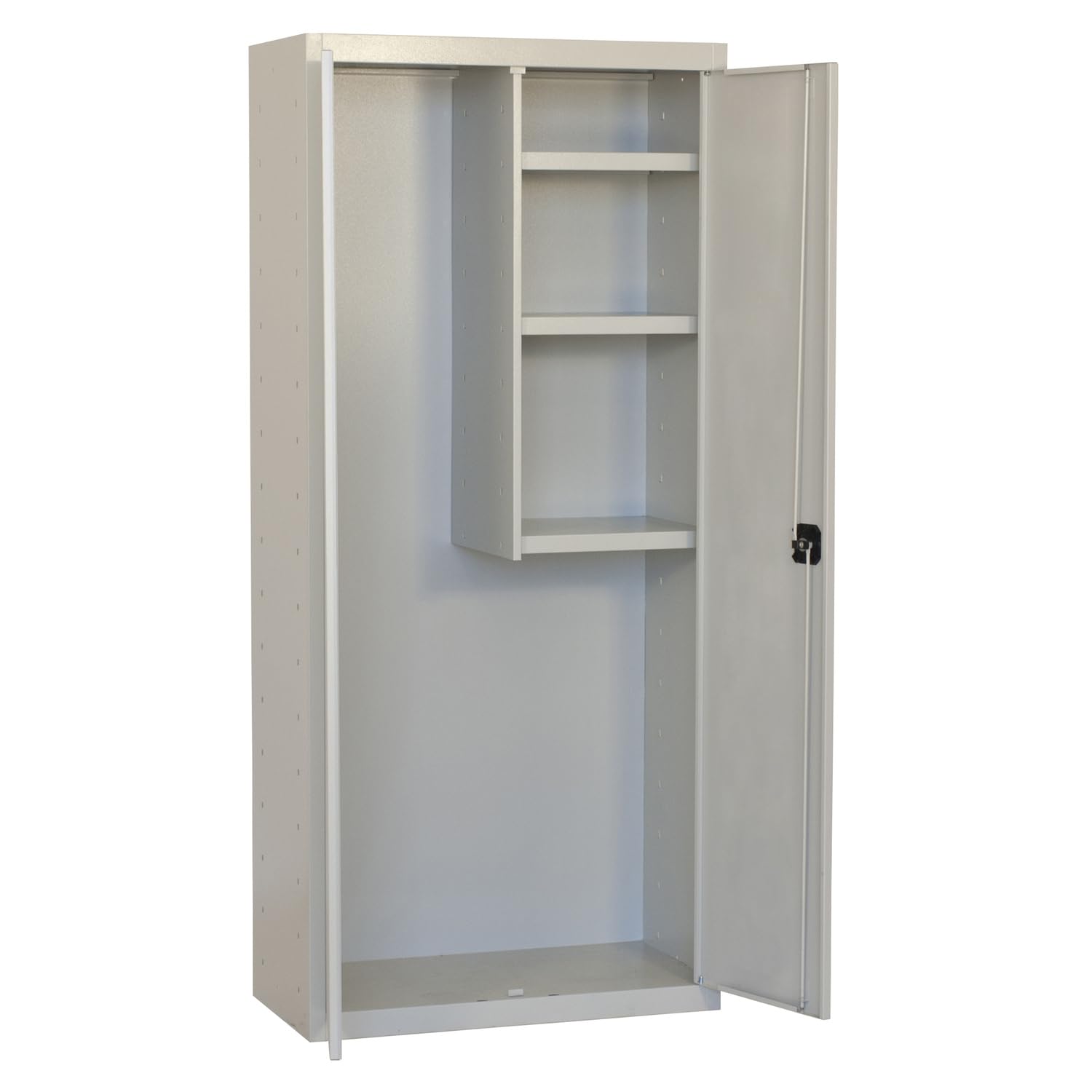 Simon Rack Armario Escobero Metálico 1800x800x400 mm - Simonlocker | 2 Puertas, 3 Estantes, Incluye 2 Llaves, Gris, Pintura anticorrosión