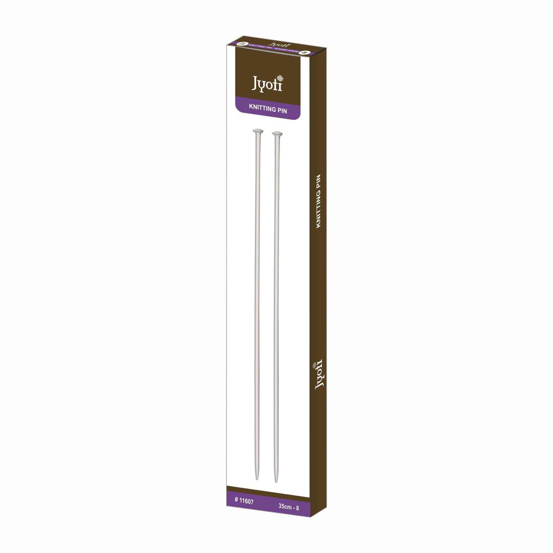 Jyoti Knitting Pin - Aluminium (2 Pairs of Round Knob of 14 Inches / 35cm of Size 8), Crafting Weaving Pins, Round Blunt Yarn Needles, Used for Sweaters, Scarves, and Woolen Fabrics - Pack of 2-image-39