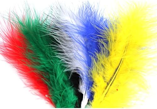 Diamante Crafts Marabou Feathers 20 Per Pack - 12-17 cm - Fluffy & Soft - 26 Colours (White - 20 pack)