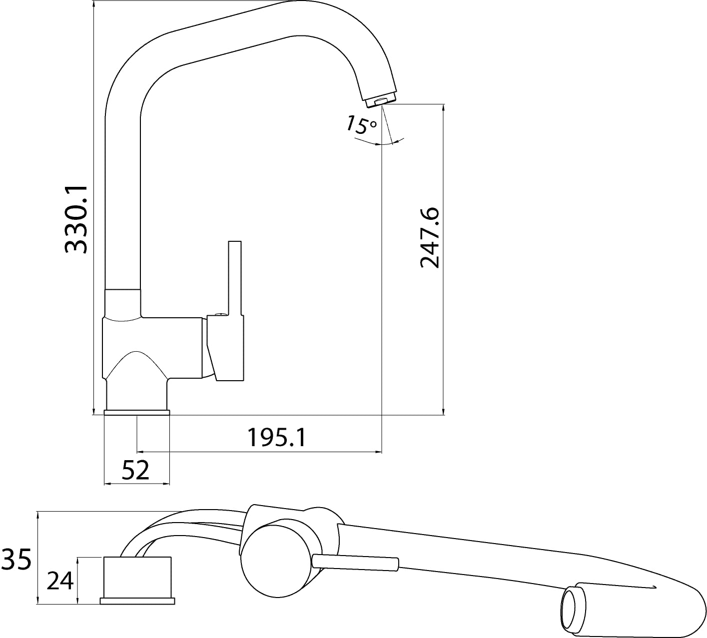 aquaSu® Vorfensterarmatur Larina mit Wasserspar-Kartusche, herausnehmbar, hoher Auslauf, Kaltwassermittelstellung, Keramikkartusche, Befestigung von oben, Messingkern, schwarz, 799010