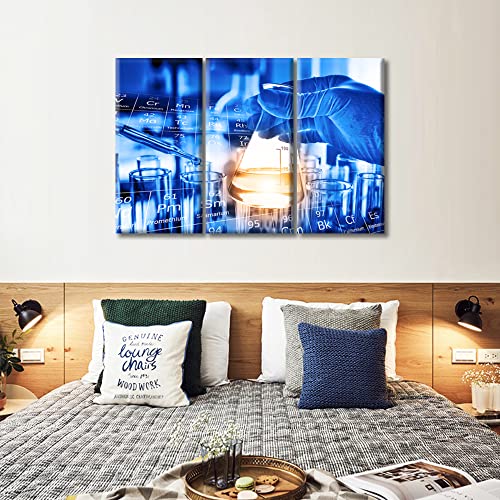 Image of TUMOVO 3 Pieces Medical Pictures Home Decor Home Decor Young Scientist Canvas Paintings Clinical Laboratory Wall Art for Living Room Print on Canvas Framed Ready to Hang (42 inch Wx28 H)