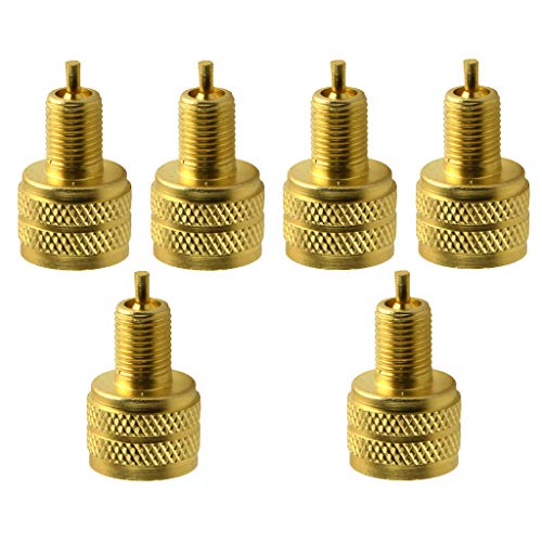 jojomis 6PCS External Gold Tire Valve Stem Adapter Reducer 22mm Length for Car Truck Motorcycle Bicycle