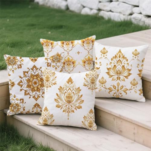 Housse de coussin 45x45cm imperméable et résistante avec impression bohème double face