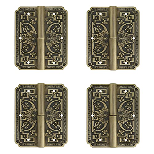 Tiazza 4Pcs Antique Brass Double Doors Hinges Cabinet Drawer Wardrobe Bookcase Door Removable Hinges Furniture Accessories