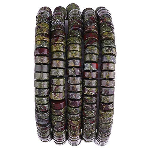 BEADIA Natural Dragon Blood Jasper Spacer Beads Caps Loose Semi Gemstone for Beading Jewelry Making 6mmx3mm 38cm