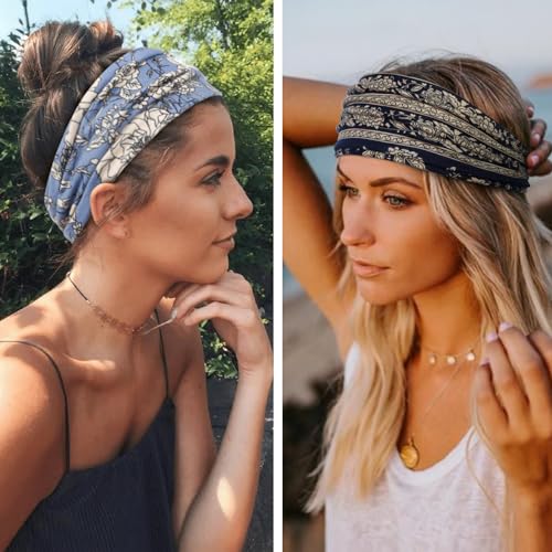 Bandanas femininas Boho elásticas para cabelo feminino, antiderrapante, larga, grossa, moderna, teci