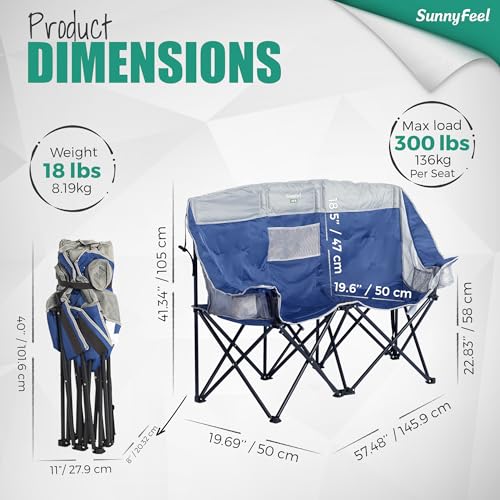 Image of SUNNYFEEL Double Camping Chair Oversized Loveseat for Adults
