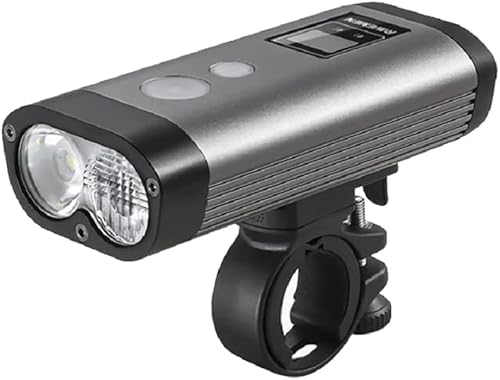 Miniatura 4 de RAVEMEN PR1200 Luz de bicicleta con haz antirreflejo, 1200 lúmenes, 5200 mAh, faro delantero con control remoto con cable, salida USB, pantalla LED,