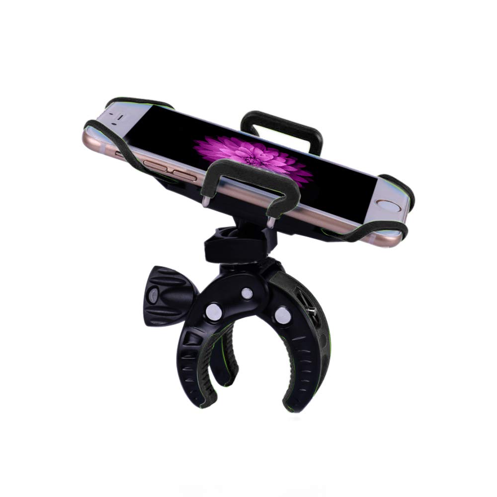 Soporte para bicicleta, ihens5, soporte para teléfono de bicicleta, soporte para teléfono móvil, soporte para teléfono móvil, con correa de goma, rotación de 360 grados, para iPhone X 7, 6S Plus, 5S, 5SE, Sony Samsung (negro)