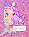 NOTEBOOK Mermaid Cover Rainbow Hair and Pink Glitter: Sketchbook for Writing and Drawing, Painting, Sketching or Doodling, Large for Girls and ... - 120 Pages Glossy Cover (Kids Drawing Books)