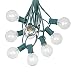 G40 Globe Outdoor String Lights With 25 Clear Globe Bulbs By Novelty Lights - Commercial Grade - Outdoor Lights - Bulb String Lights - Globe String Lights - Globe Lights - Patio String Lights - Green Wire - 25 Foot