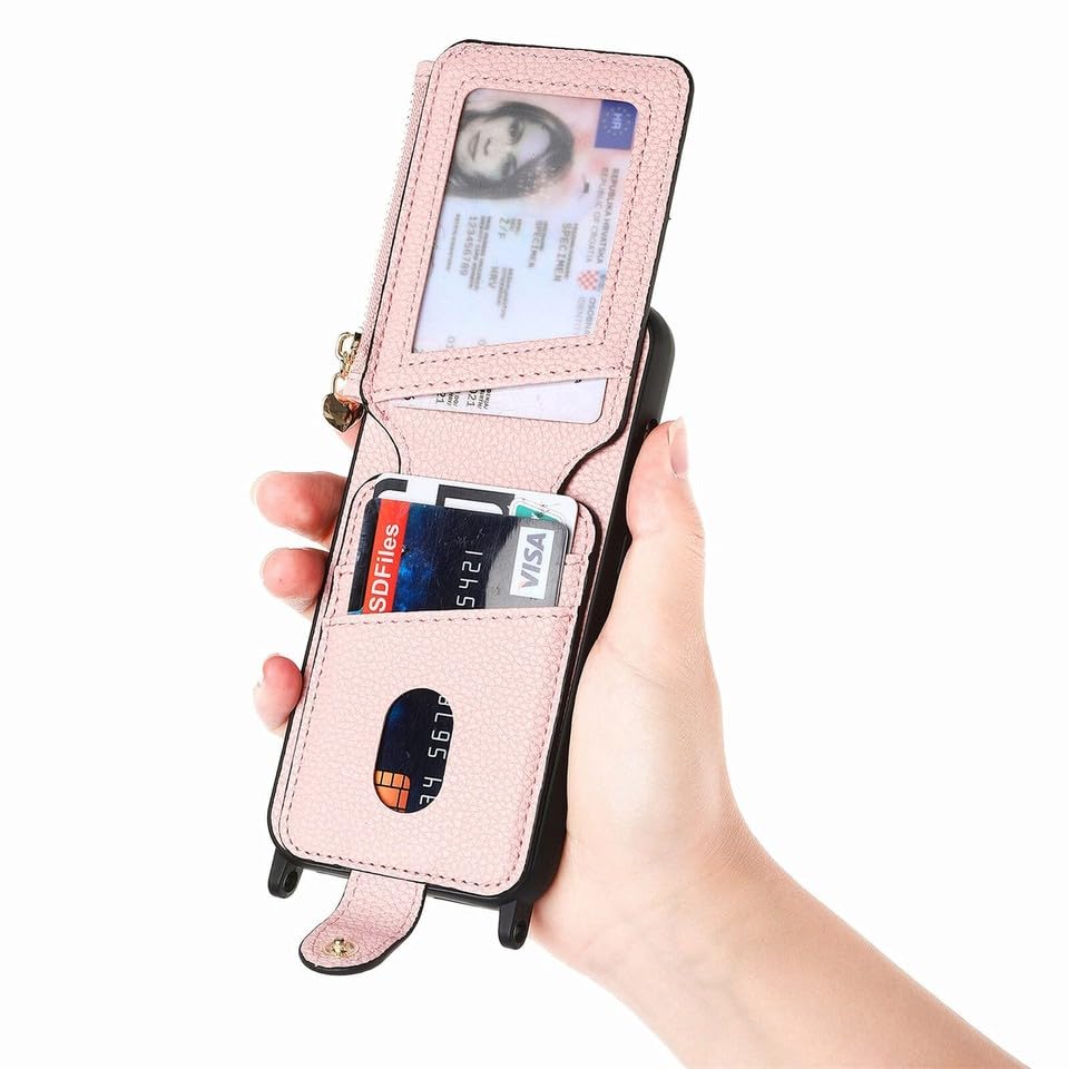 Coque portefeuille iPhone 15 Pro rose pour éviter les rayures d'écran - 4