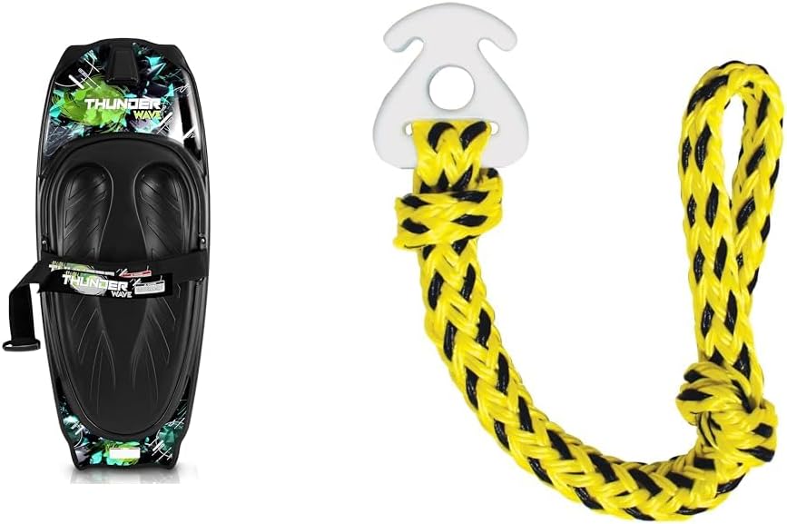 SereneLife Kneeboard Bundle with Strap, Hook, Kwik-Connect Tow Rope for Tubing Connector