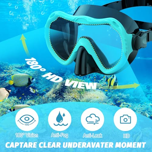 Máscara de Snorkel facial completa, antiempañante 180°, tapa seca para adultos miniatura 4