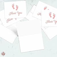 Vista 3 de Tarjetas de felicitación de agradecimiento con huella rosa para bebé, baby shower, cumpleaños, invitación, felicitación, celebración, tarjetas