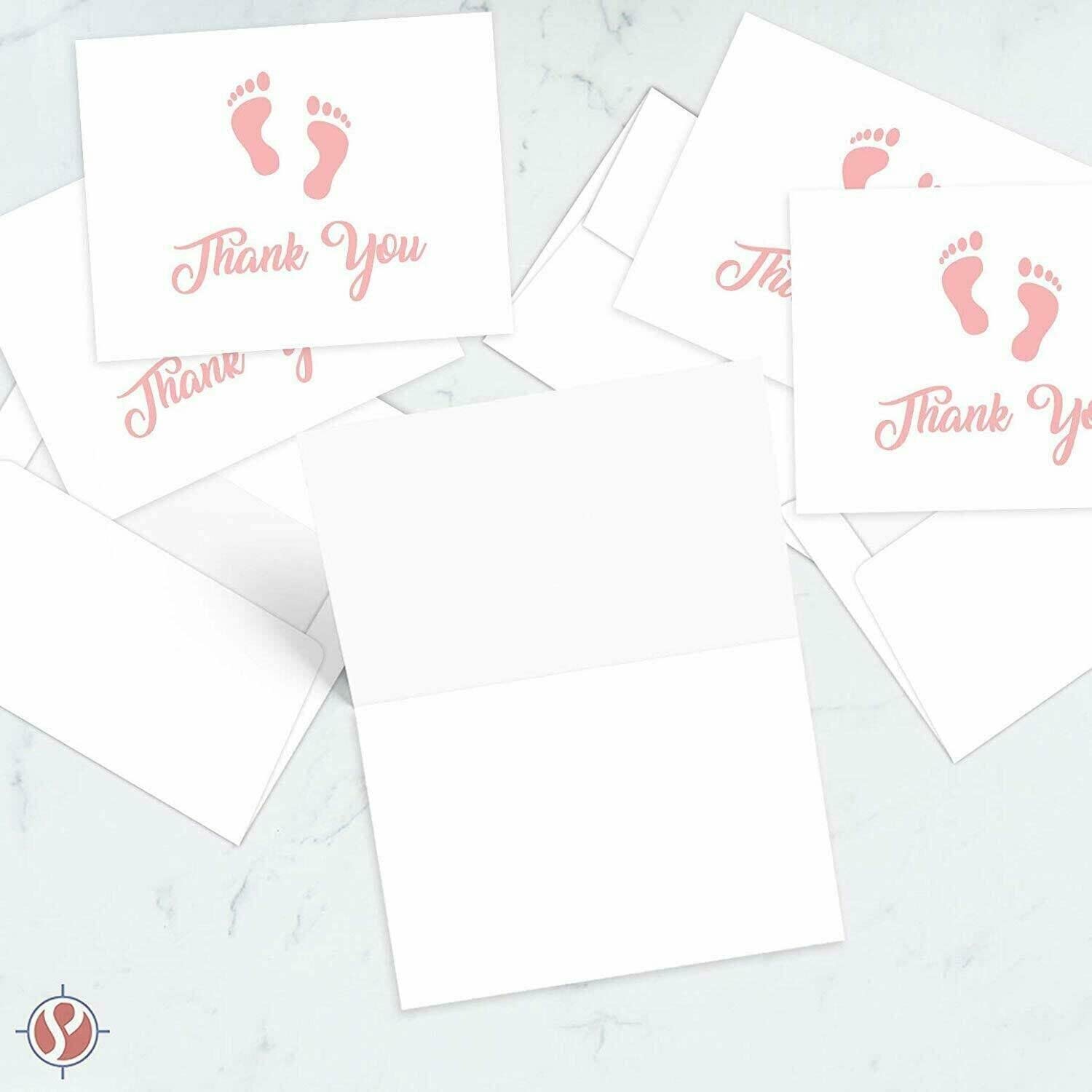 Baby Boy Blue Footprint Thank You Greeting Cards, Baby Shower, Birthdays - View #8