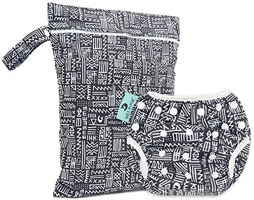 Reusable Swim Diaper and Wet Bag for Babies, Infants & Toddlers - Adjustable Girls Swimming Diaper 0-2 Years and Water Resistant Swim Bag – Zig Zag – 1 Pack by Will & Fox