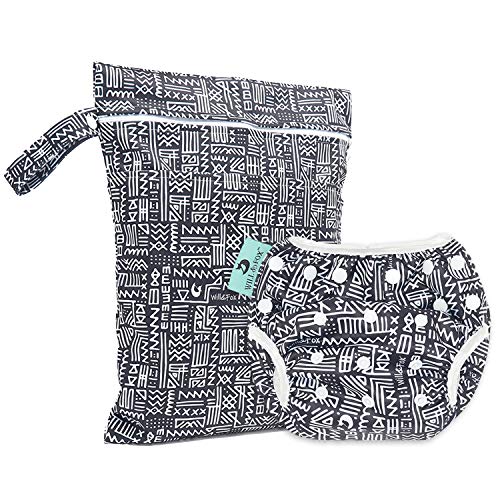 Reusable Swim Diaper And Wet Bag For Babies, Infants & Toddlers - Adjustable Girls Swimming Diaper 0-2 Years And Water Resistant Swim Bag – Zig Zag – 1 Pack By Will & Fox #TOP2