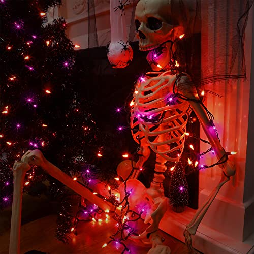 Waterglide Outdoor Halloween Lights, 33Ft 150 Count Incandescent Bulbs & Black Wire Mini Lights, 120V Ul Certified Connectable Light String, For Patio Garden Tree Party Decoration, Orange & Purple #TOP1