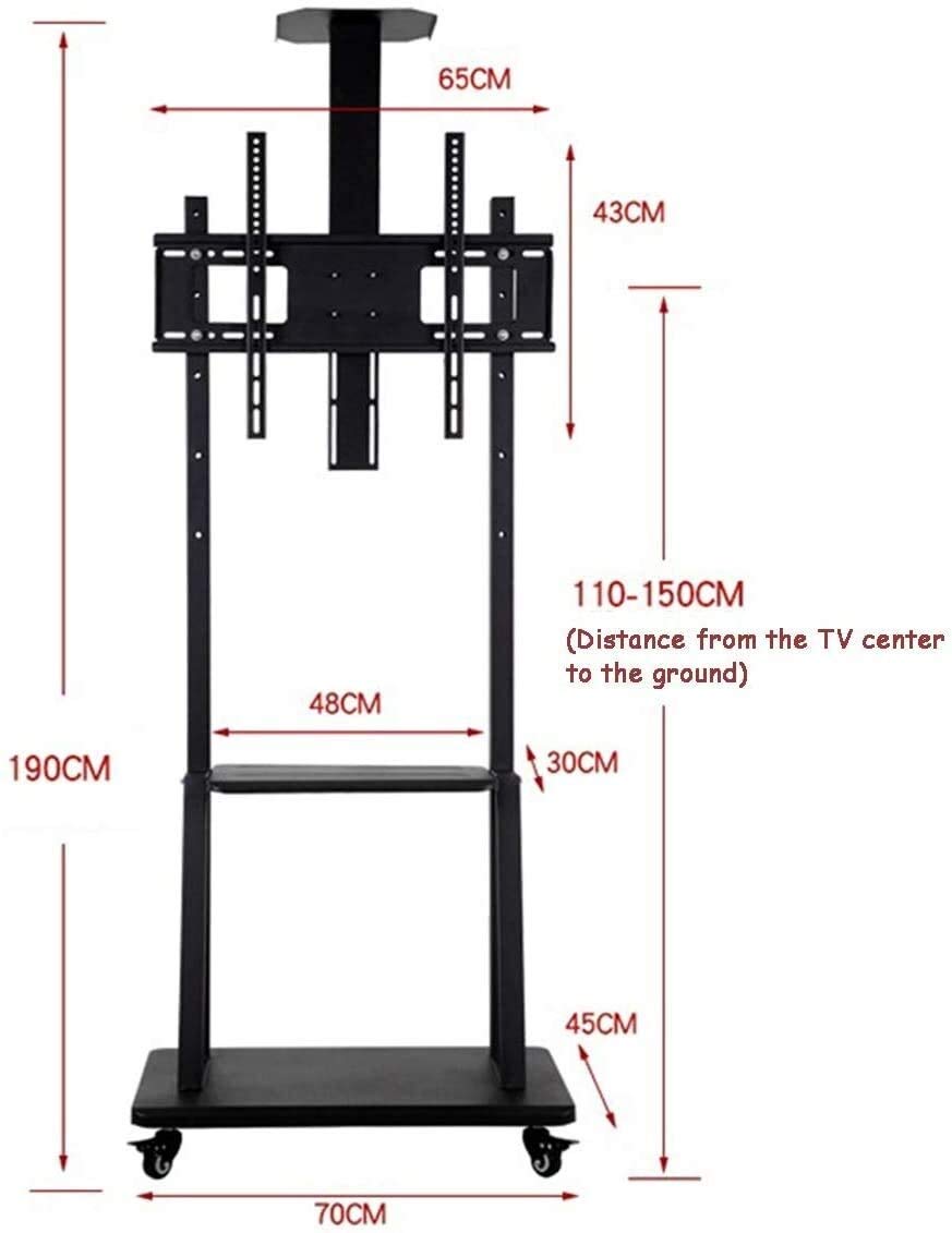 Mobiler TV-Ständer, Boden-TV-Ständer, für 32-75-Zoll-Flachbildschirme, Universalhalterung mit Rädern, rollender TV-Wagen für Schlafzimmer