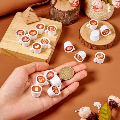 Magibeads 20Pcs Mini Resin Coffee Cups Miniature Things Kitchen Set Fake Drink Food Coffee Mug Lovely Tableware Coffee Halloween Dollhouse Ornaments for Desktop Resin Decorations Accessories Crafts