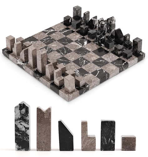 Elysian Marble Modern Chess Set – Handcrafted Borderless Marble Chess
