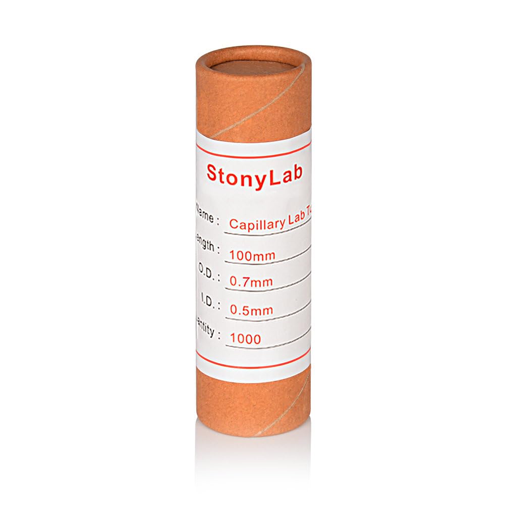 stonylab Tubes Capillaires en Verre, Tube de Transfert Capillaire de Pipettes en Verre Micro de Laboratoire de 100 mm pour le Spotting TLC, 0,5 mm ID, 1000 PCS