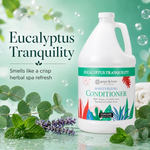 Image of Ginger Lily Farms Botanicals Conditioner, 128oz, Eucalyptus Tranquility | 100% Vegan & Cruelty-Free | Moisturizing Conditioner for All Hair Types | Refill Size