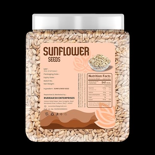 Image of Auravita Premium Sunflower Seeds 1kg | Rich in Protein, Fiber & Healthy Fats | Raw Seeds for Eating | High in Protein, Fiber & Magnesium Jar Pack