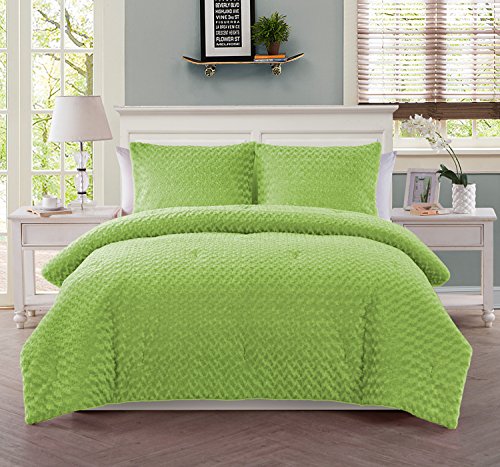 VCNY Rose Fur 2-Piece Comforter Set, Twin, Green