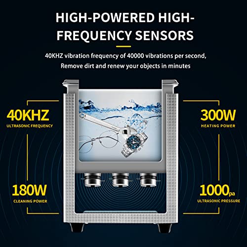 Acmesonic Ultrasonic Cleaner 6Lprofessional Ultrasonic Parts Cleaner 40Khz With Digital Timer&Heater(300W Heater,180W Ultrasonic) For Dental, Jewelry, Circuit Board, Cd, Gun Parts #TOP1